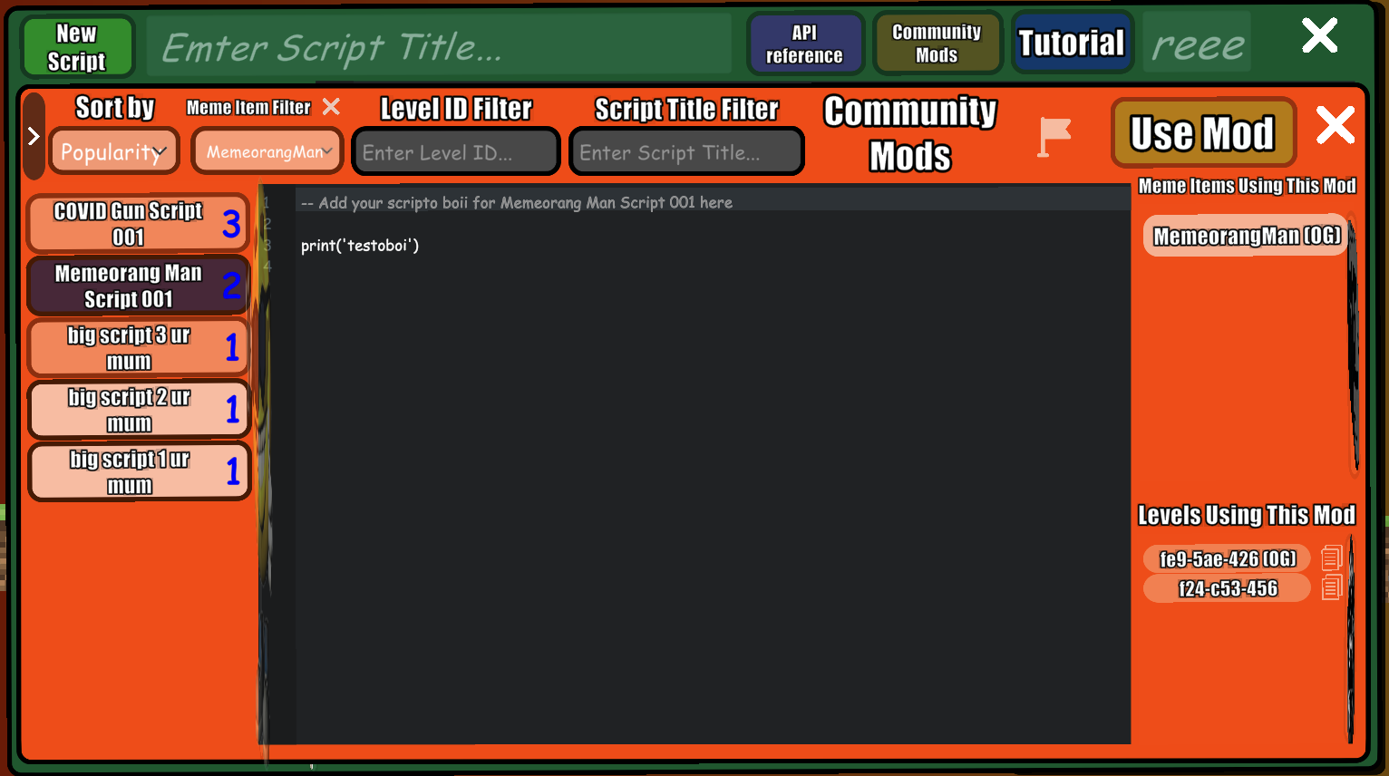 Community | Ye Olde Meme Game 2 ModScripting
