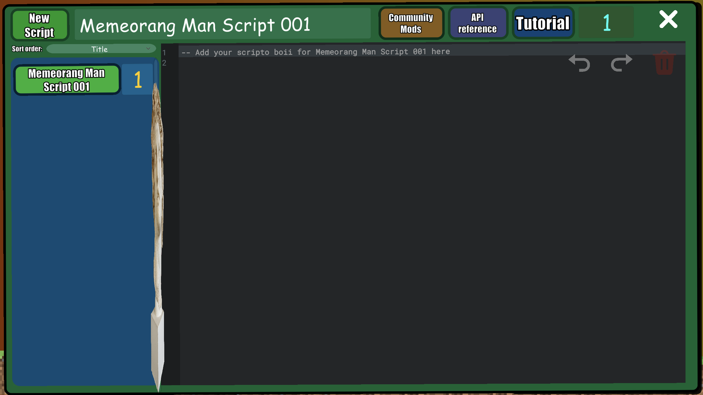 Basic Example | Ye Olde Meme Game 2 ModScripting